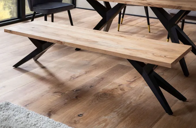 Esszimmerbank FineBuy Sitzbank Akazie Massivholz 175 cm Essbank Loft Klein