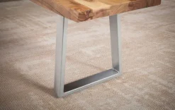 Esszimmerbank FineBuy Sitzbank Akazie Massivholz 180 cm Essbank Baumkante Chrom