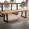 Esszimmerbank FineBuy Sitzbank Akazie Massivholz 180 cm Essbank Baumkante Groß