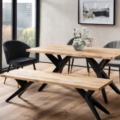 Esszimmerbank FineBuy Sitzbank Akazie Massivholz Essbank Loft Holzbank Esszimmer