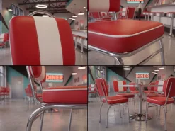 Esszimmerstuhl American Diner Stuhl 50er Jahre Retro Möbel Stuhl Bistro Essstuhl