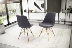Esszimmerstuhl 2er Set FineBuy Küchenstuhl Cord Cara Stoff Stuhl Skandinavisch