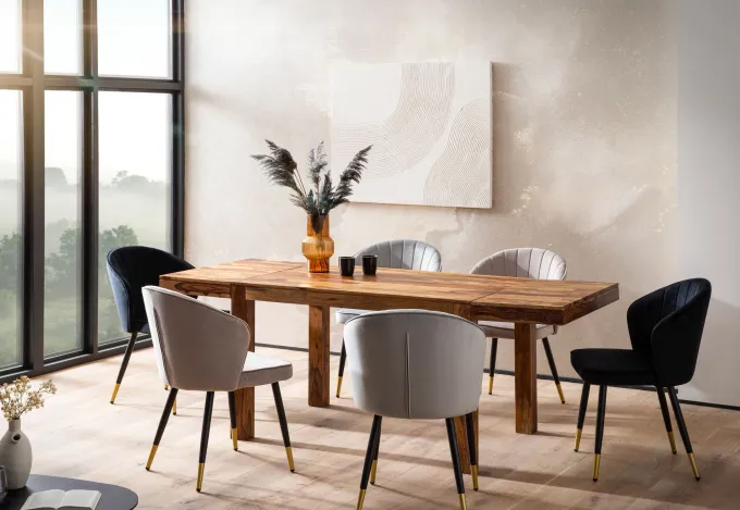 Esszimmertisch Erweiterbar FineBuy Esstisch 120 - 200 cm Holz Massiv Küchentisch