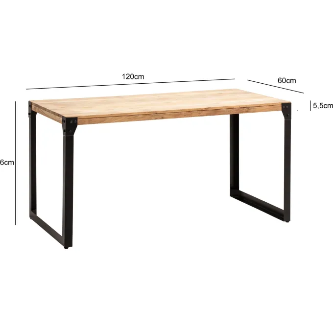 Esszimmertisch FineBuy 120 cm Esstisch Akazie Holz Massiv Küchentisch Industrial