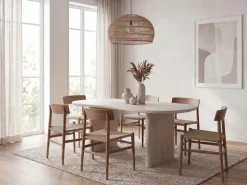 Esszimmertisch FineBuy Esstisch 180 cm Holz Massiv Weiß Küchentisch Nierenform