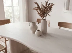 Esszimmertisch FineBuy Esstisch 180 cm Holz Massiv Weiß Küchentisch Nierenform