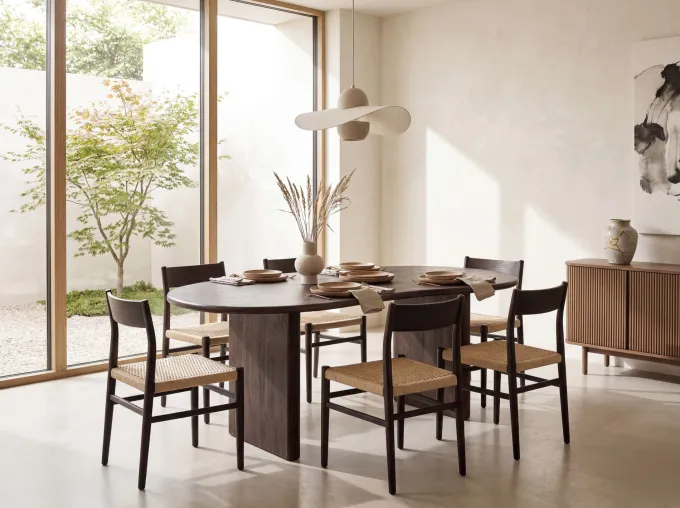 Esszimmertisch FineBuy Esstisch 180 cm Holz Dunkelbraun Küchentisch Nierenform