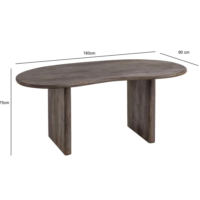 Esszimmertisch FineBuy Esstisch 180 cm Holz Dunkelbraun Küchentisch Nierenform