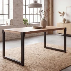 Esszimmertisch FineBuy Esstisch Akazie Holz Massiv Metall Küchentisch Industrial