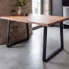 Esszimmertisch FineBuy Esstisch 120 cm Akazie Massivholz Küchentisch Baumkante