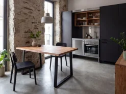 Esszimmertisch FineBuy Esstisch 120 cm Akazie Massivholz Küchentisch Baumkante