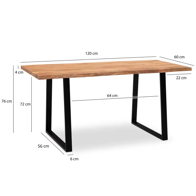 Esszimmertisch FineBuy Esstisch 120 cm Akazie Massivholz Küchentisch Baumkante