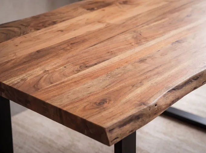 Esszimmertisch FineBuy Esstisch 120 cm Akazie Massivholz Küchentisch Baumkante