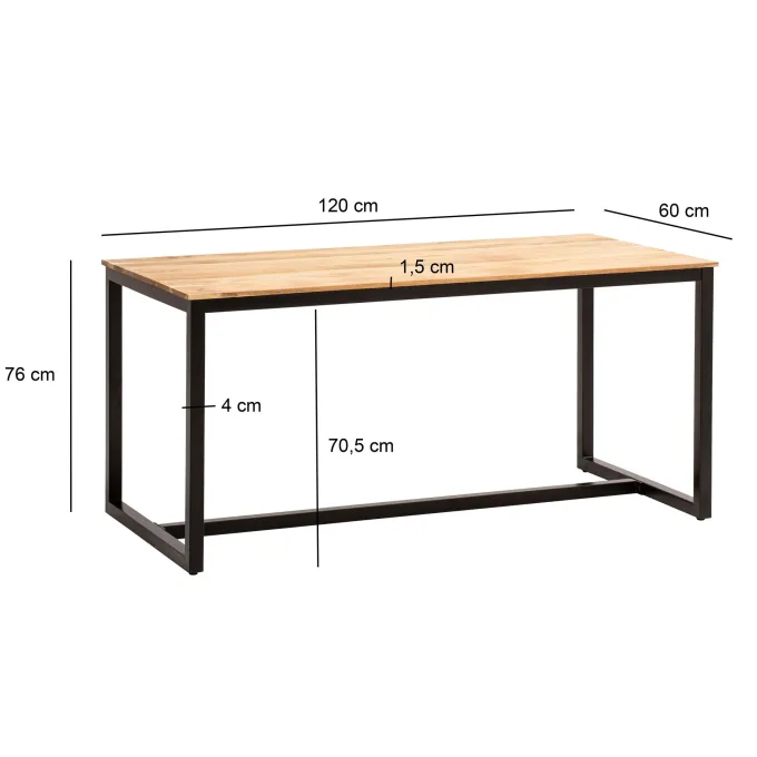 Esszimmertisch FineBuy Esstisch 120 cm Akazie Massivholz Küchentisch Loft Klein