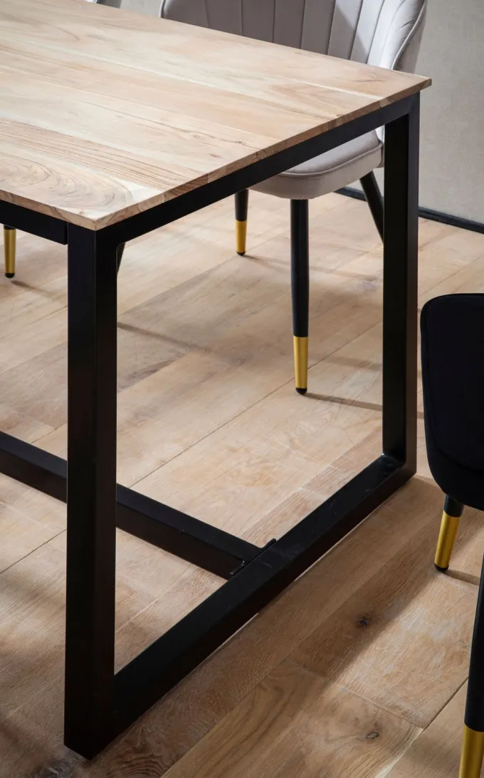 Esszimmertisch FineBuy Esstisch 120 cm Akazie Massivholz Küchentisch Loft Klein