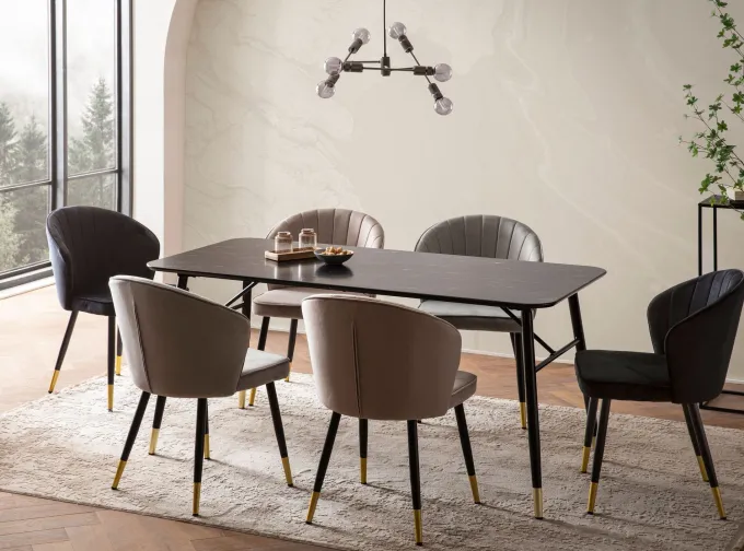 Esszimmertisch FineBuy Esstisch 120 cm Marmor Optik Schwarz Klein Küchentisch