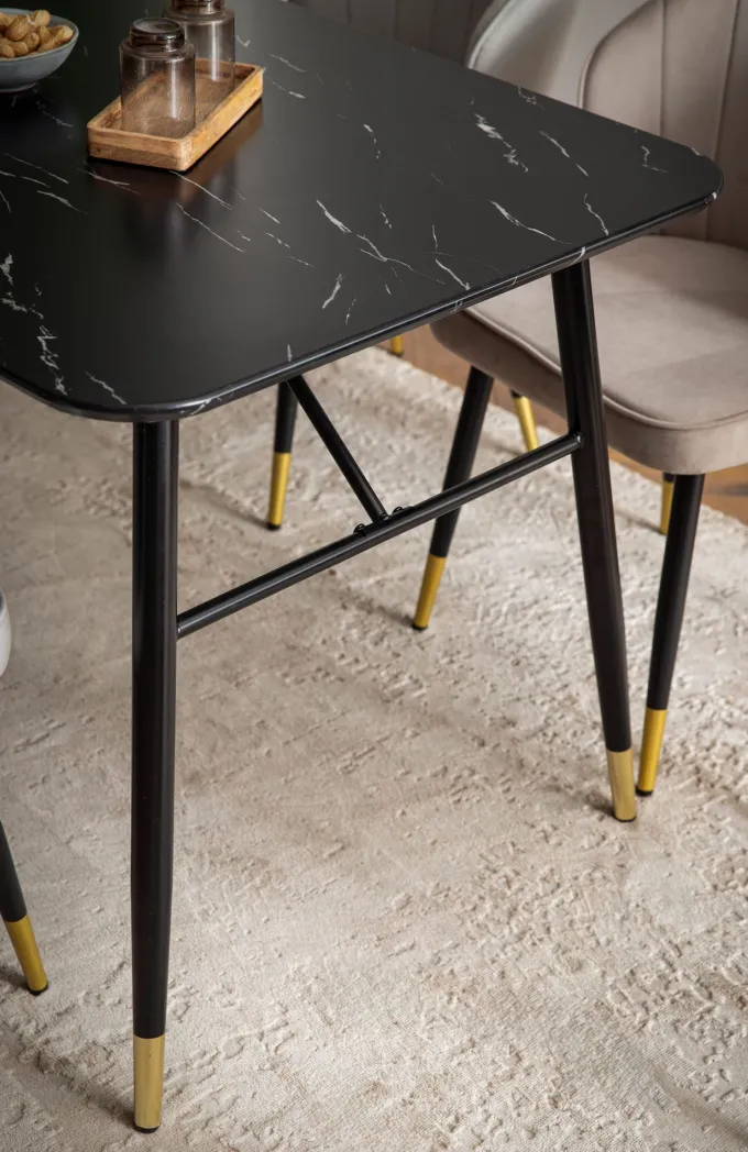 Esszimmertisch FineBuy Esstisch 120 cm Marmor Optik Schwarz Klein Küchentisch
