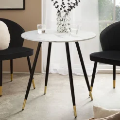 Esszimmertisch FineBuy Esstisch 75 cm Marmor Optik Küchentisch Rund Modern