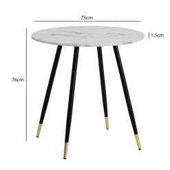 Esszimmertisch FineBuy Esstisch 75 cm Marmor Optik Küchentisch Rund Modern