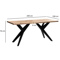 Esszimmertisch FineBuy Küchentisch Akazie Holz Massiv Esstisch Loft Groß Modern