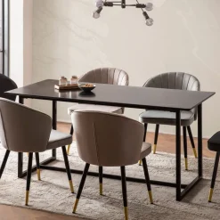 Esszimmertisch FineBuy Küchentisch 120 cm Marmor Optik Schwarz Klein Esstisch