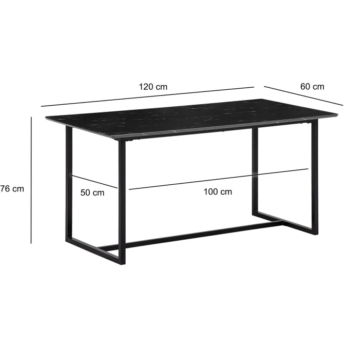 Esszimmertisch FineBuy Küchentisch 120 cm Marmor Optik Schwarz Klein Esstisch