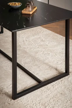 Esszimmertisch FineBuy Küchentisch 120 cm Marmor Optik Schwarz Klein Esstisch