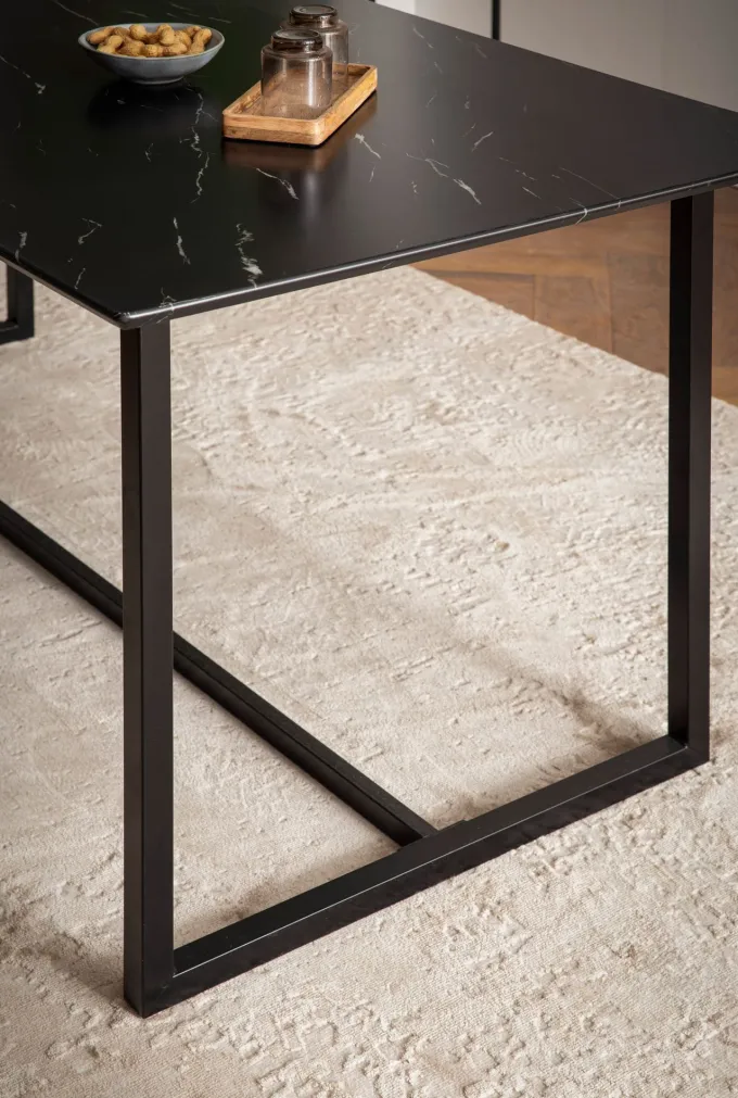 Esszimmertisch FineBuy Küchentisch 120 cm Marmor Optik Schwarz Klein Esstisch