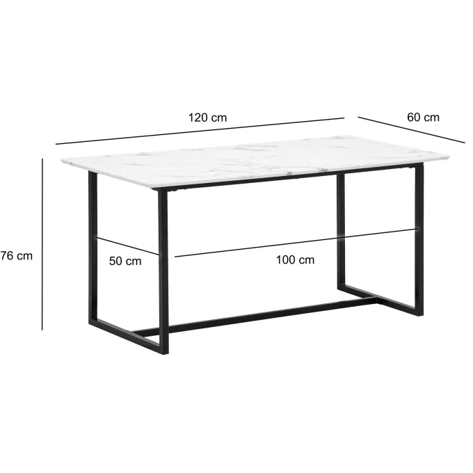 Esszimmertisch FineBuy Küchentisch 120 cm Marmor Optik Weiß Klein Esstisch