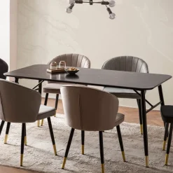 Esszimmertisch FineBuy Marmor Optik Schwarz Esstisch Küchentisch Tisch Esszimmer