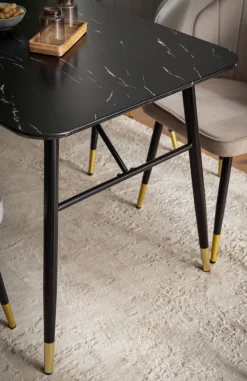 Esszimmertisch FineBuy Marmor Optik Schwarz Esstisch Küchentisch Tisch Esszimmer