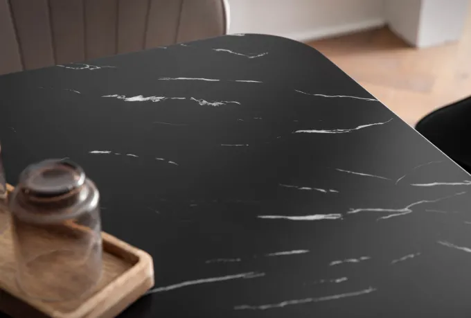 Esszimmertisch FineBuy Marmor Optik Schwarz Esstisch Küchentisch Tisch Esszimmer