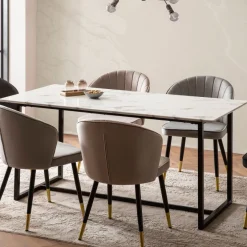 Esszimmertisch FineBuy Marmor Optik Weiß Esstisch Küchentisch Tisch Esszimmer
