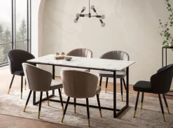 Esszimmertisch FineBuy Marmor Optik Weiß Esstisch Küchentisch Tisch Esszimmer
