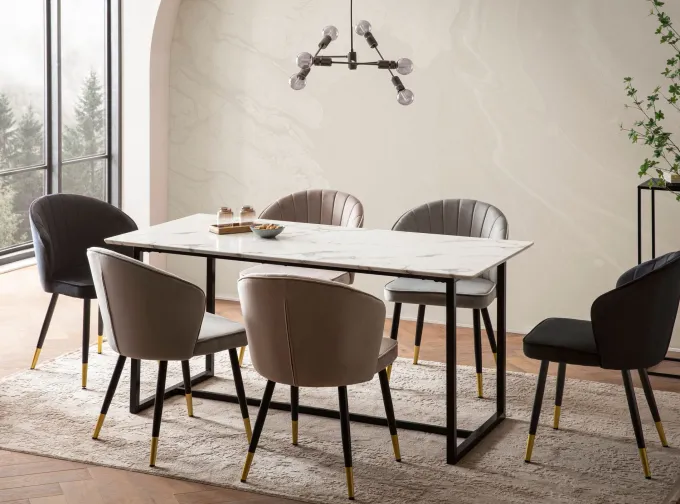Esszimmertisch FineBuy Marmor Optik Weiß Esstisch Küchentisch Tisch Esszimmer