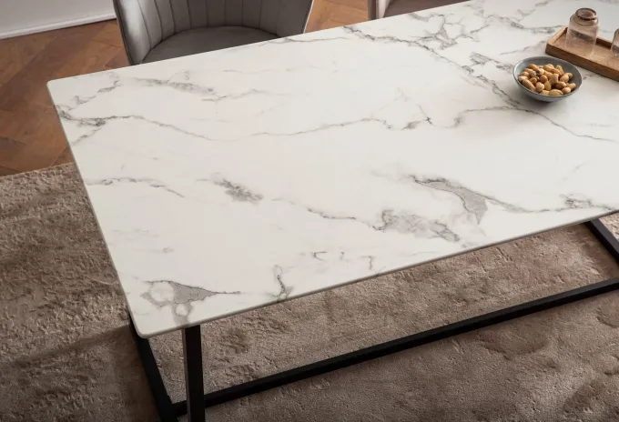 Esszimmertisch FineBuy Marmor Optik Weiß Esstisch Küchentisch Tisch Esszimmer