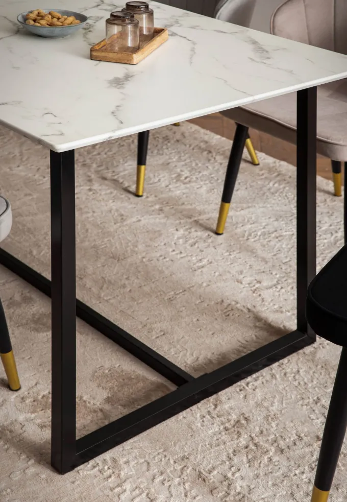 Esszimmertisch FineBuy Marmor Optik Weiß Esstisch Küchentisch Tisch Esszimmer