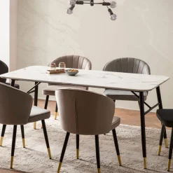 Esszimmertisch FineBuy Marmor Optik Weiß Esstisch Küchentisch Tisch Esszimmer