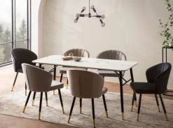 Esszimmertisch FineBuy Marmor Optik Weiß Esstisch Küchentisch Tisch Esszimmer