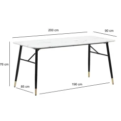 Esszimmertisch FineBuy Marmor Optik Weiß Esstisch Küchentisch Tisch Esszimmer