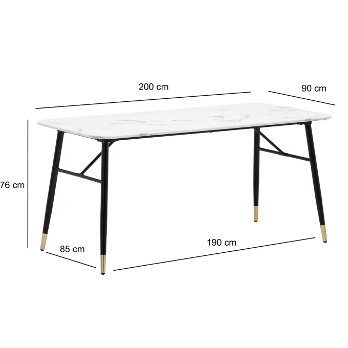 Esszimmertisch FineBuy Marmor Optik Weiß Esstisch Küchentisch Tisch Esszimmer