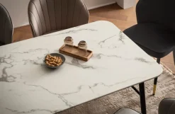 Esszimmertisch FineBuy Marmor Optik Weiß Esstisch Küchentisch Tisch Esszimmer