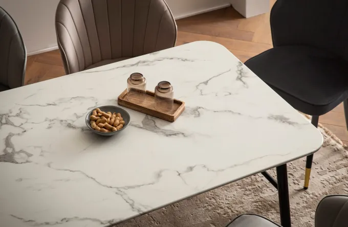 Esszimmertisch FineBuy Marmor Optik Weiß Esstisch Küchentisch Tisch Esszimmer