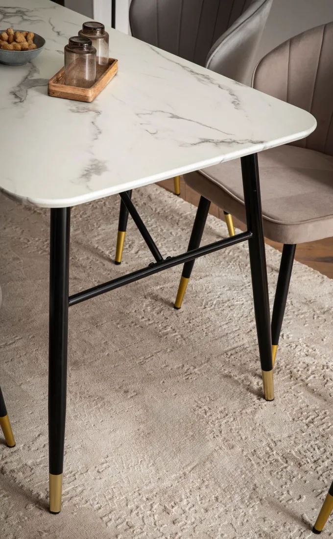 Esszimmertisch FineBuy Marmor Optik Weiß Esstisch Küchentisch Tisch Esszimmer