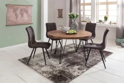 Esszimmertisch Rund Ø 120 cm Massivholz Sheesham Esstisch Küchentisch Landhaus