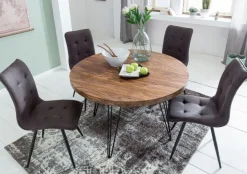 Esszimmertisch Rund Ø 120 cm Massivholz Sheesham Esstisch Küchentisch Landhaus