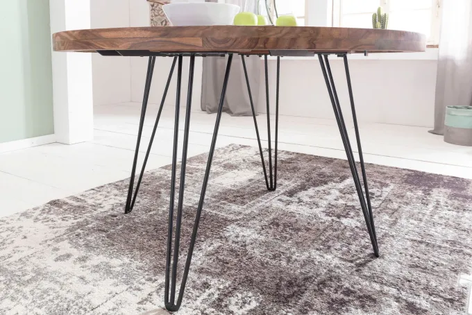 Esszimmertisch Rund Ø 120 cm Massivholz Sheesham Esstisch Küchentisch Landhaus