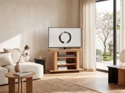 Fernsehschrank Rollbar Drehbar TV Bank Schrank Möbel Fernsehtisch HiFi Rack Holz