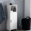 FinBuy Badschrank Spanplatte Beistellschrank Badregal Weiß Schmal Freistehend
