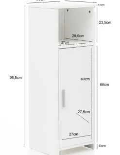 FinBuy Badschrank Spanplatte Beistellschrank Badregal Weiß Schmal Freistehend